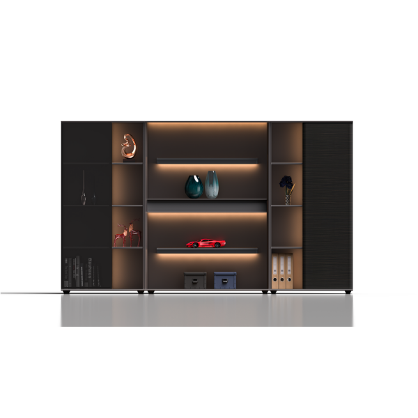 Executive Contemporary LED Cabinet Dubai – modern office storage with LED shelves UAE